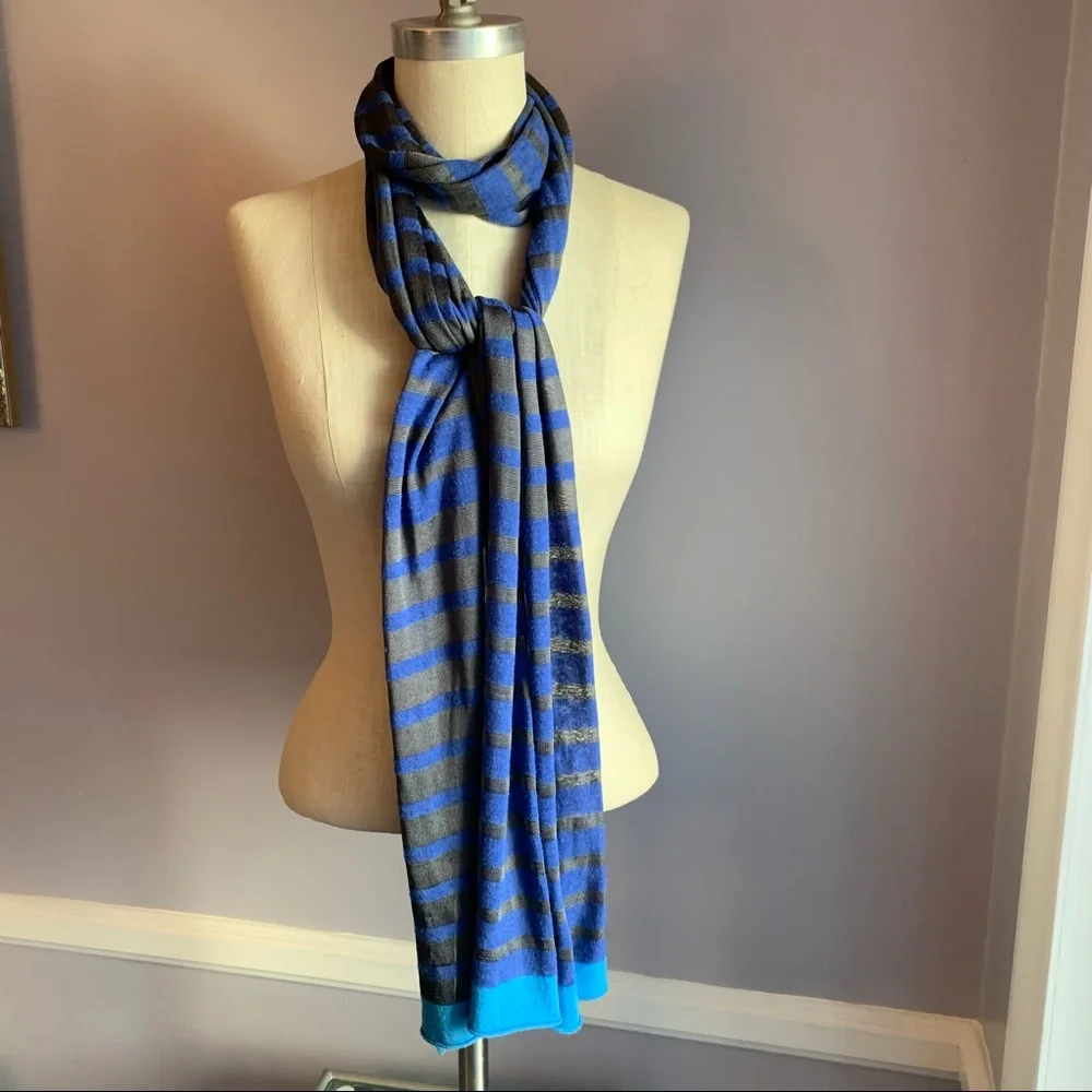 GAP blue stripe scarf & Preview green and black zig zag pattern extra long